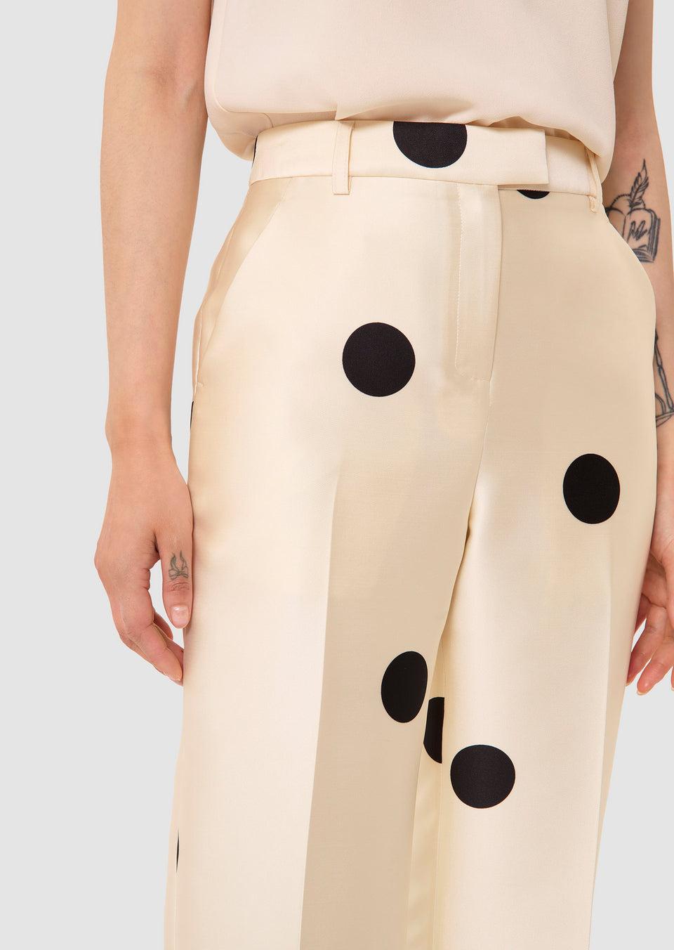 Elaine Turner Pitt Ecru With Large Black Polka Dots Pants