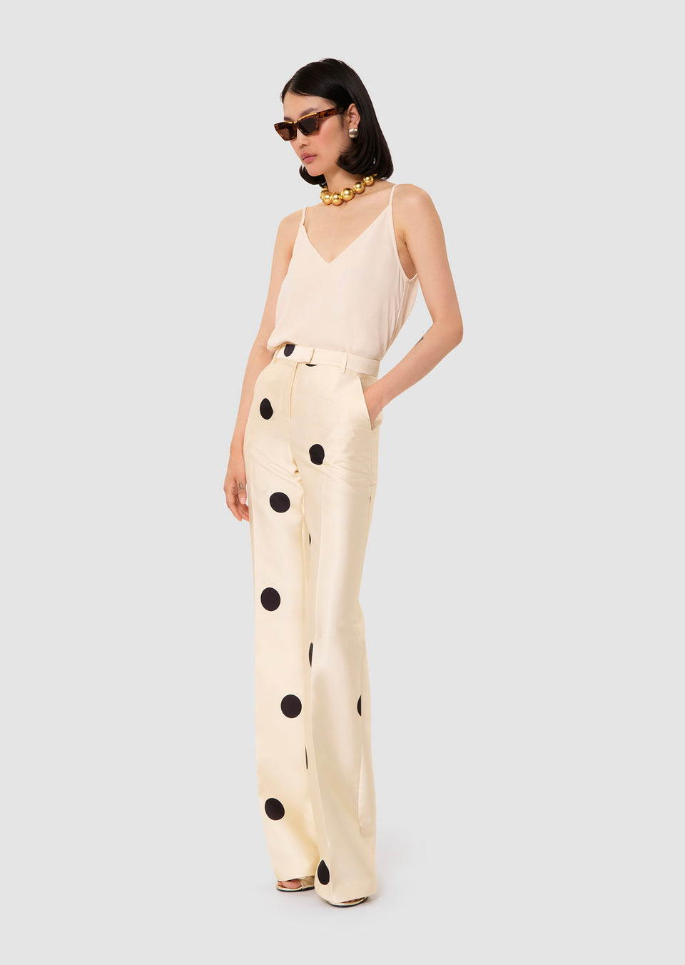 Elaine Turner Pitt Ecru With Large Black Polka Dots Pants