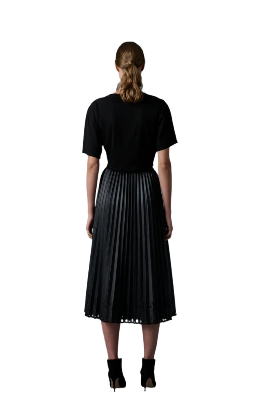 Elaine Turner Pleats To Meet You Black Vegan Leather Skirt