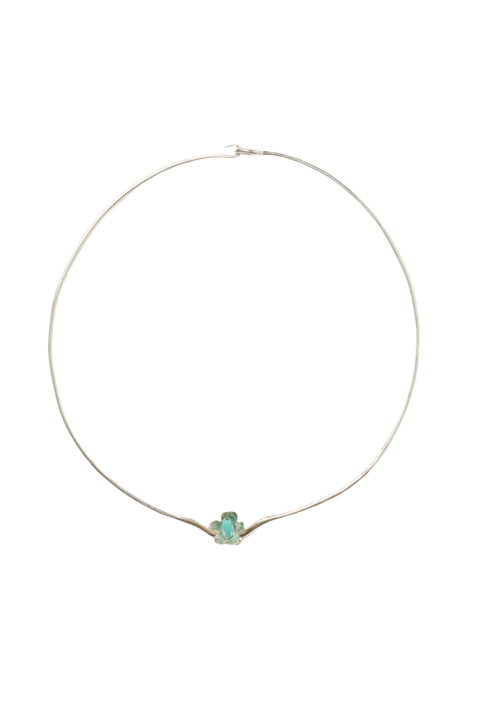 elaine turner Silver Turquoise Short Flower Necklace