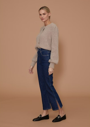 Elaine Turner Stella Crop Flare Split Hem Jeans- River