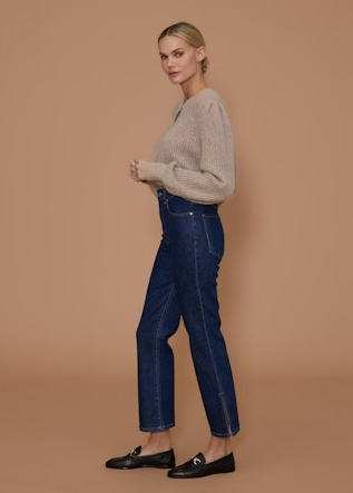 Elaine Turner Stella Crop Flare Split Hem Jeans- River