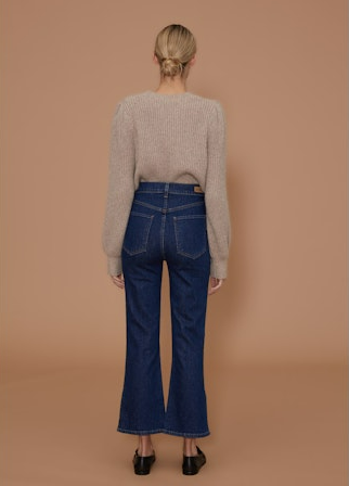 Elaine Turner Stella Crop Flare Split Hem Jeans- River