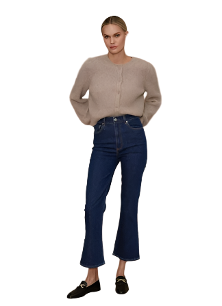 elaine turner Stella Crop Flare Split Hem Jeans- River