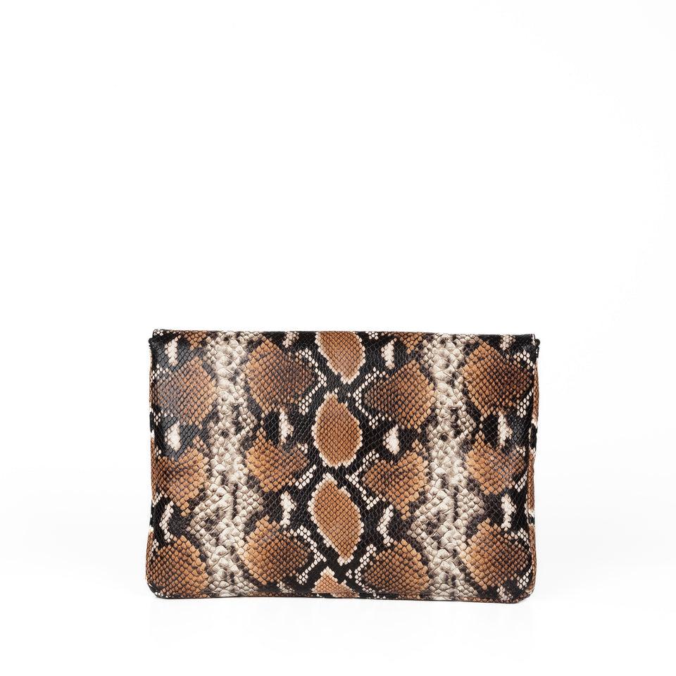 Elaine Turner The Aerin Envelope Clutch - Camel Python