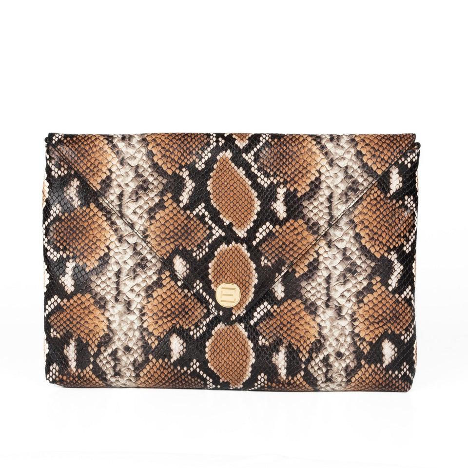 elaine turner The Aerin Envelope Clutch - Camel Python