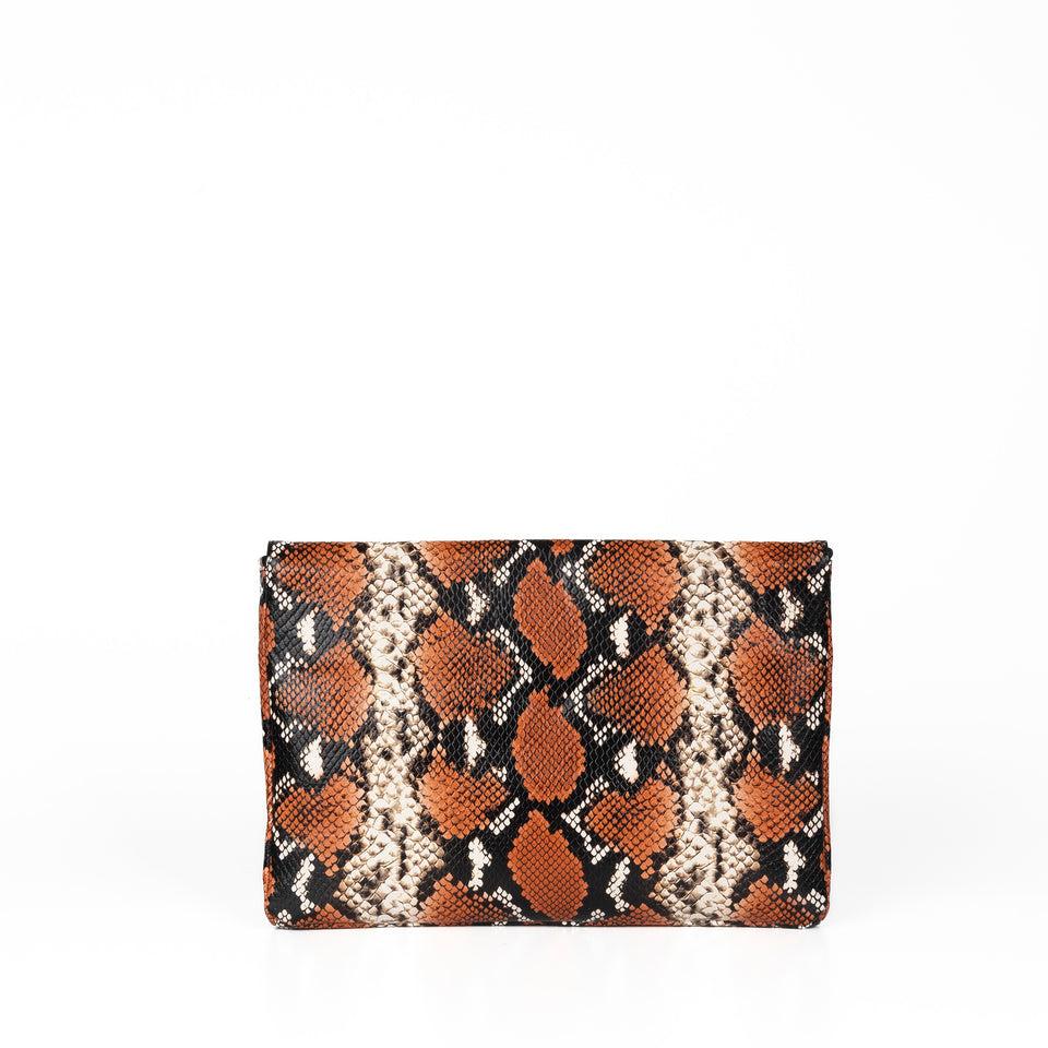 Elaine Turner The Aerin Envelope Clutch - Orange Python