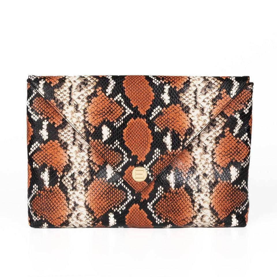 elaine turner The Aerin Envelope Clutch - Orange Python