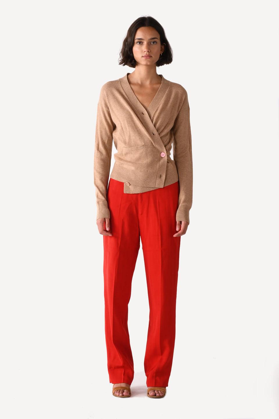 Elaine Turner The Wrap Cardigan Camel Cashmere Blend