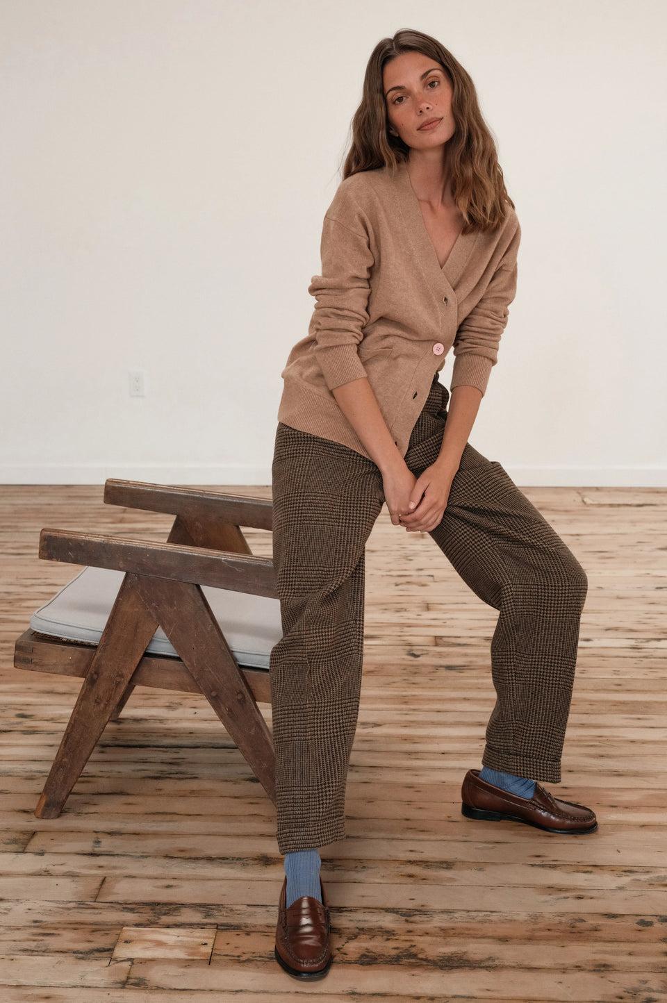 Elaine Turner The Wrap Cardigan Camel Cashmere Blend