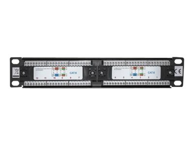 Elara Intellinet Patch Panel Cat6 10" UTP 1U 12-Port Black