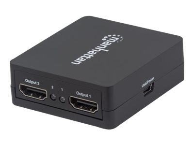 elara Manhattan HDMI Splitter 2-Port 1080p Black Displays output from x1 HDMI source to x2 HD displays (same output to both displays) USB-A Powered (ca