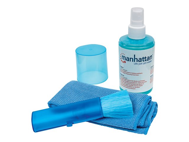 elara Manhattan LCD Cleaning Kit Alcohol-free Includes Cleaning Solution (200ml) Brush and Microfibre Cloth Ideal for use on monitors/laptops/keyboards/