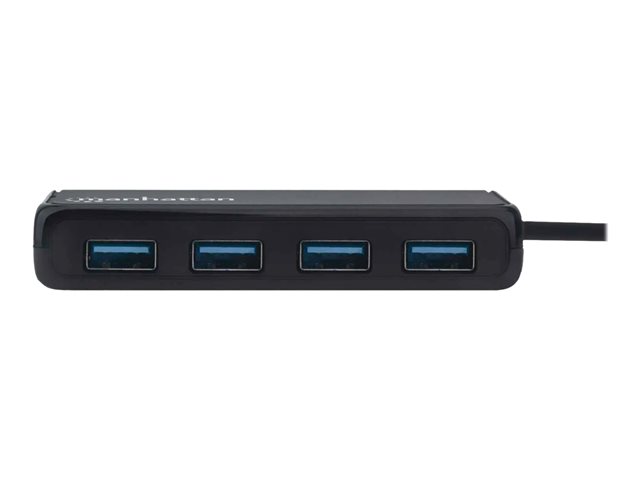 Elara Manhattan USB-A 4-Port Hub 4x USB-A Ports 5 Gbps (USB 3.2 Gen1 Aka USB 3.0) Bus Power SuperSpeed USB Black Three Year Warranty Box