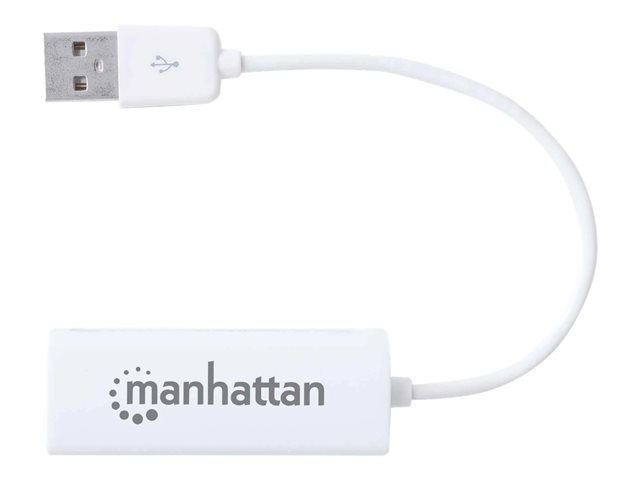 Elara Manhattan USB-A Fast Ethernet Adapter 10/100 Mbps Network 480 Mbps (USB 2.0) Hi-Speed USB RJ45 White Three Year Warranty Blister