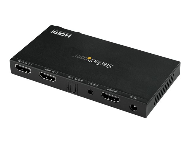 Elara StarTech.com 2-Port HDMI Splitter (1x2) 4K 60Hz UHD HDMI 2.0 Audio Video Splitter W/ Scaler & Audio Extractor (3.5mm/SPDIF) Dual HDMI Splitter (1-In