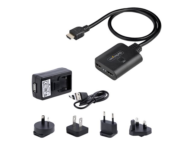 elara StarTech.com 2-Port HDMI Splitter 4K 60Hz HDMI 2.0 Video 4K HDMI Splitter 1 In 2 Out 1x2 HDMI Display/Output Splitter HDR/HDCP