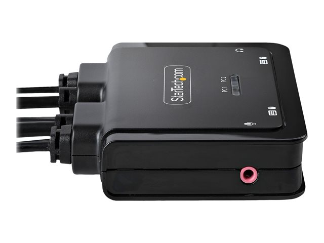 Elara StarTech.com 2-Port Hybrid USB-C DisplayPort Cable KVM Switch 4K 60Hz Compact KVM With 6ft/1.8m USB-A/DisplayPort/Audio & 4ft/1.2m USB-C Integrated