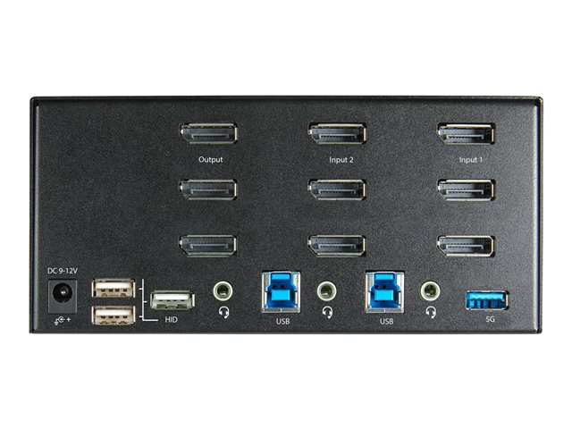 Elara StarTech.com 2 Port Triple Monitor DisplayPort KVM Switch 4K 60Hz UHD HDR Desktop 4K DP 1.2 KVM With 2 Port USB 3.0 Hub (5Gbps) & 4x USB 2.0 HID Por