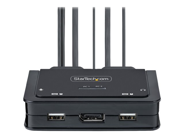 elara StarTech.com 2-Port USB-C Cable KVM Switch 4K 60Hz DisplayPort Output Compact KVM with 4ft/1.2m USB Type-C/Audio Integrated Cables Bus Powered