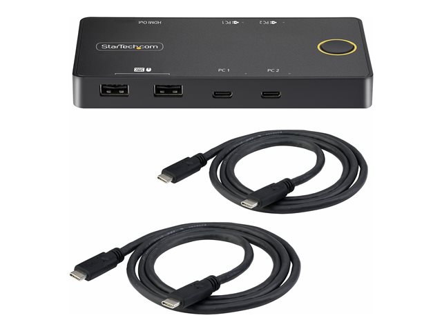 Elara StarTech.com 2-Port USB-C KVM Switch Single-4K 60Hz HDMI Monitor Dual-100W Power Delivery Pass-through Ports Bus Powered USB Type-C/USB4/Thunderbo