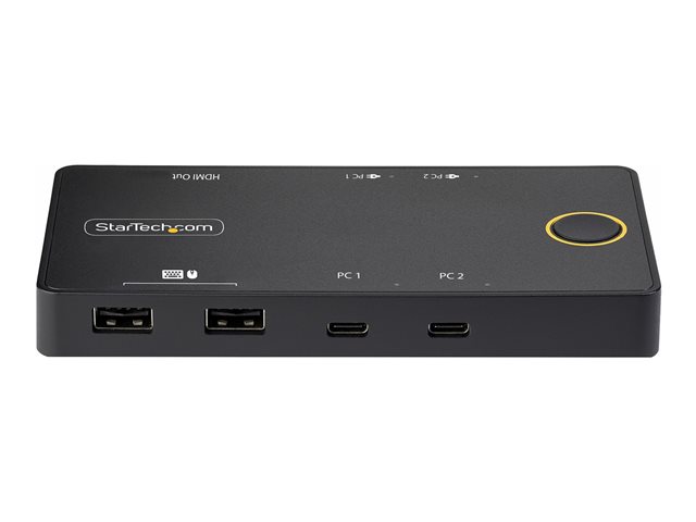 Elara StarTech.com 2-Port USB-C KVM Switch Single-4K 60Hz HDMI Monitor Dual-100W Power Delivery Pass-through Ports Bus Powered USB Type-C/USB4/Thunderbo