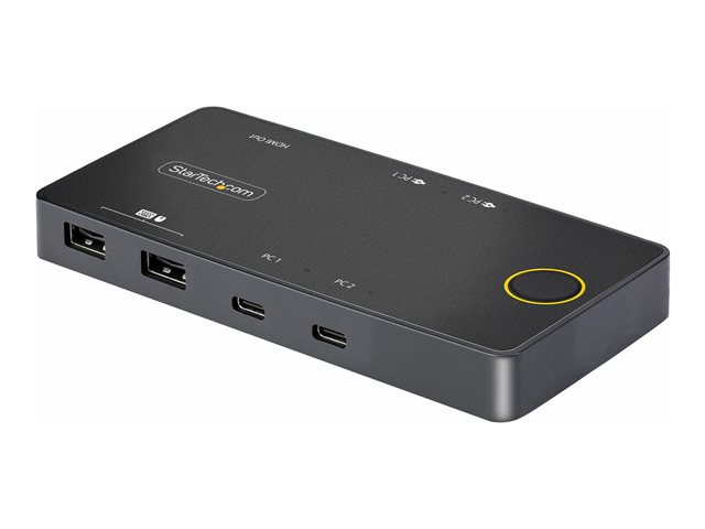 elara StarTech.com 2-Port USB-C KVM Switch Single-4K 60Hz HDMI Monitor Dual-100W Power Delivery Pass-through Ports Bus Powered USB Type-C/USB4/Thunderbo