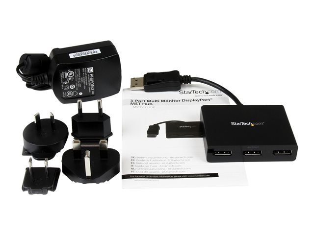 Elara StarTech.com 3-Port Multi Monitor Adapter DisplayPort 1.2 MST Hub Dual 4K 30Hz & 1x 1080p Video Splitter For Extended Desktop Mode On Windows PCs O