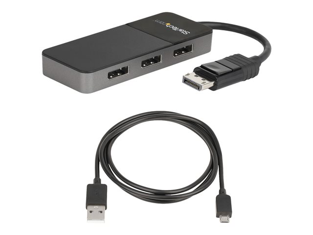 Elara StarTech.com 3-Port Multi Monitor Adapter DisplayPort 1.4 To 3x 4K DP Video Splitter Triple Or Dual 4K Laptop/Desktop DisplayPort MST Hub For Multi