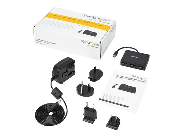 Elara StarTech.com 3-Port Multi Monitor Adapter Mini DisplayPort 1.2 To 3x DisplayPort MST Hub Triple 1080p Or Dual 4K 30Hz MDP To DP MST Video Splitter