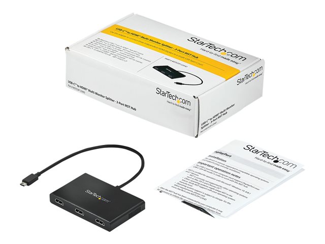 Elara StarTech.com 3-Port Multi Monitor Adapter USB-C To 3x HDMI Video Splitter USB Type-C DP 1.2 Alt Mode To HDMI MST Hub Dual 4K 30Hz Or Triple 1080p