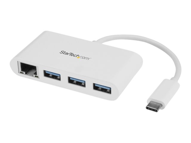 Elara StarTech.com 3 Port USB C Hub W/ Gigabit Ethernet – USB Type C To 3 X USB-A – Multi Port USB 3.0 Hub For MacBook Pro (HB30C3A1GEA)