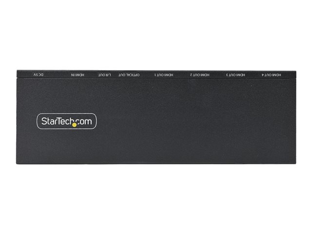 Elara StarTech.com 4-Port HDMI Splitter 4K 60Hz HDMI 2.0 Video 1 In 4 Out HDMI Splitter 4K HDMI Splitter W/Built-in Scaler 3.5mm/Optical Audio Port Dur
