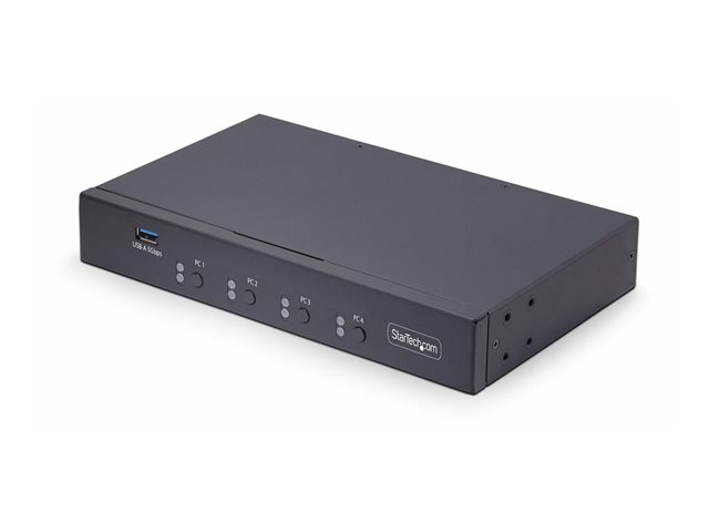 elara StarTech.com 4-Port KM Switch with Mouse Roaming USB Switch for Keyboard/Mouse 3.5mm and USB Audio Peripheral Sharing for 4 Computers USB 3.0 Swit