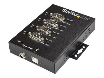 Elara StarTech.com 4 Port Serial Hub USB To RS232/RS485/RS422 Adapter Industrial USB 2.0 To DB9 Serial Converter Hub IP30 Rated Din Rail Mountable Metal