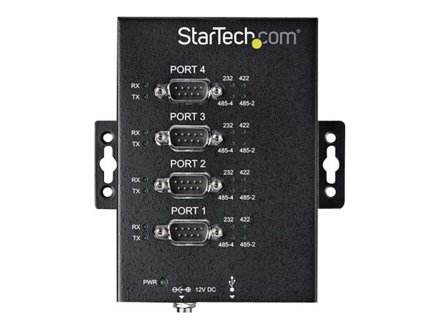 elara StarTech.com 4 Port Serial Hub USB to RS232/RS485/RS422 Adapter Industrial USB 2.0 to DB9 Serial Converter Hub IP30 Rated Din Rail Mountable Metal