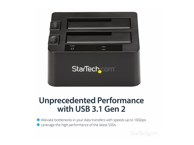 Elara StarTech.com Dual-Bay USB 3.1 To SATA Hard Drive Docking Station USB 3.1 (10 Gbps) Hard Drive Dock External 2.53.5 SATA IIIIII SSDHDD Docking Stati