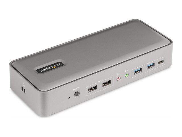 Elara StarTech.com Dual-Laptop USB-C KVM Docking Station Dual Monitor 4K 60Hz DisplayPort Dock 5-Port USB Hub GbE 90W/45W Power Delivery To Two Laptops