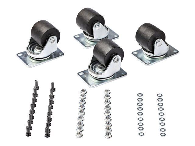 elara StarTech.com Heavy Duty Casters for Server Racks/Cabinets Set of 4 Universal M6 2-inch Swivel Caster Kit 45x75mm Pattern Replacement Caster Wheels