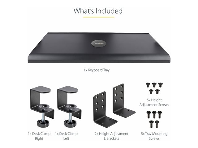 Elara StarTech.com Under-Desk Keyboard Tray Clamp-on Keyboard Holder Supports Up To 12kg (26.5lb) Sliding Keyboard And Mouse Drawer With C-Clamps Height