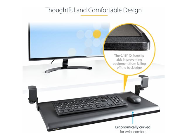 Elara StarTech.com Under-Desk Keyboard Tray Clamp-on Keyboard Holder Supports Up To 12kg (26.5lb) Sliding Keyboard And Mouse Drawer With C-Clamps Height
