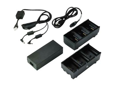 elara Zebra 3-Slot Battery Charger Connected via Y Cable