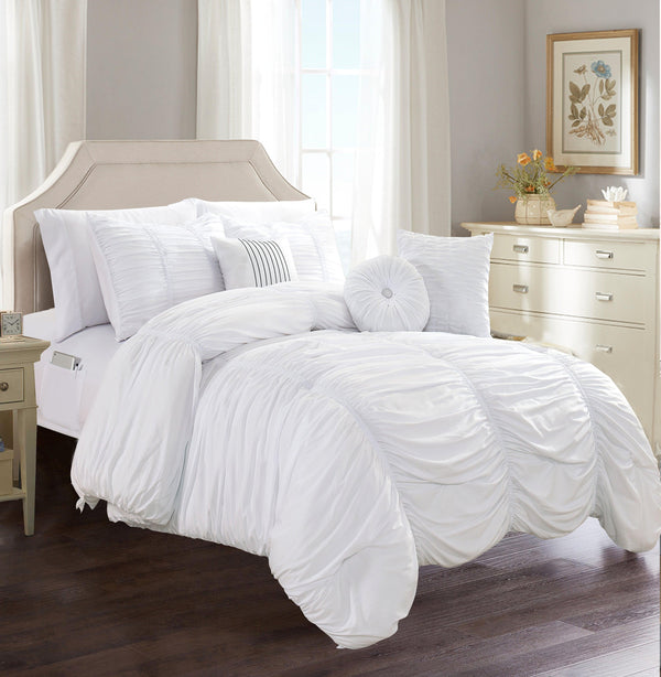 elegant comfort Elegant Comfort 10-Piece Pleated Comforter Set - Includes 4-Piece Sheet Set with Double Sided Storage Pockets 10-Piece