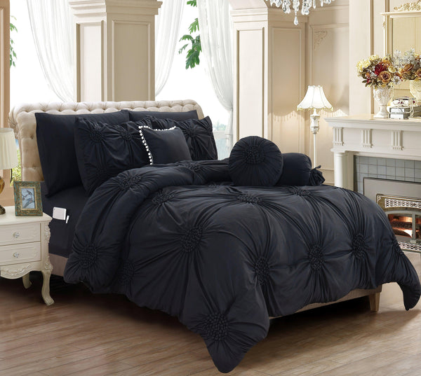 elegant comfort Elegant Comfort 10-Piece Sunflower Comforter Set - Includes 4-Piece Sheet Set with Double Sided Storage Pockets 10-Piece