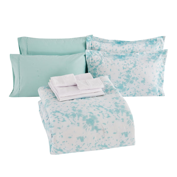 Elegant Comfort Elegant Comfort 10-Piece Tie-Dye Comforter Set Includes 6-Piece Sheet Set With Double Sided Storage Pockets 10-Piece