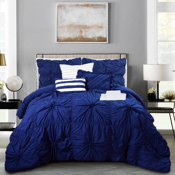 Elegant Comfort Elegant Comfort 12-Piece Amy Oversized Comforter Set - Includes 6-Piece Sheet Set With Double Sided Storage Pockets 12-Piece