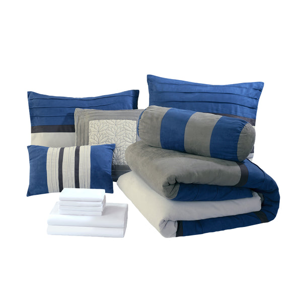 Elegant Comfort Elegant Comfort 12-Piece Cirena Micro Suede Comforter Set Includes 6-Piece Sheet Set With Double Sided Storage Pockets 12-Piece