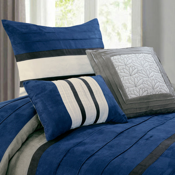 Elegant Comfort Elegant Comfort 12-Piece Cirena Micro Suede Comforter Set Includes 6-Piece Sheet Set With Double Sided Storage Pockets 12-Piece