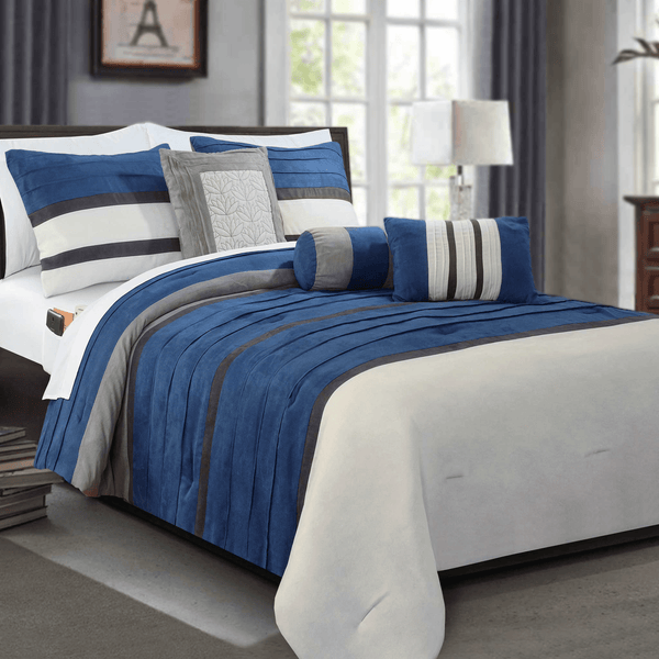 elegant comfort Elegant Comfort 12-Piece Cirena Micro suede Comforter Set Includes 6-Piece Sheet Set with Double Sided Storage Pockets 12-Piece