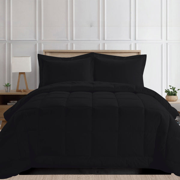 elegant comfort Elegant Comfort 3-Piece Box Stitched Comforter & Shams - Duvet Insert with 4 Corner Tabs 3-Piece